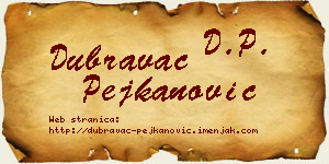 Dubravac Pejkanović vizit kartica